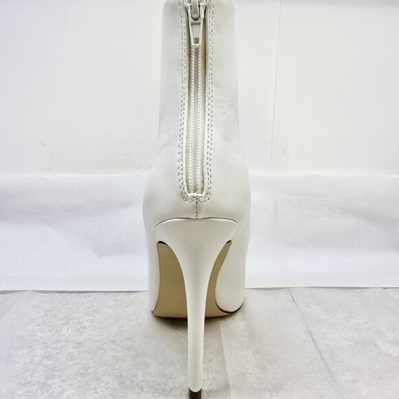 JustFab Women’s White Pointed Toe Ankle Boots Size 8 Stiletto Heel Zip Back NWB - Picture 3 of 10